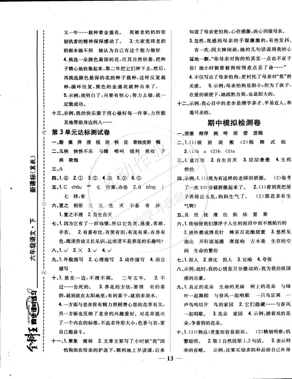 2015年全科王同步課時(shí)練習(xí)六年級語文下冊冀教版 第13頁