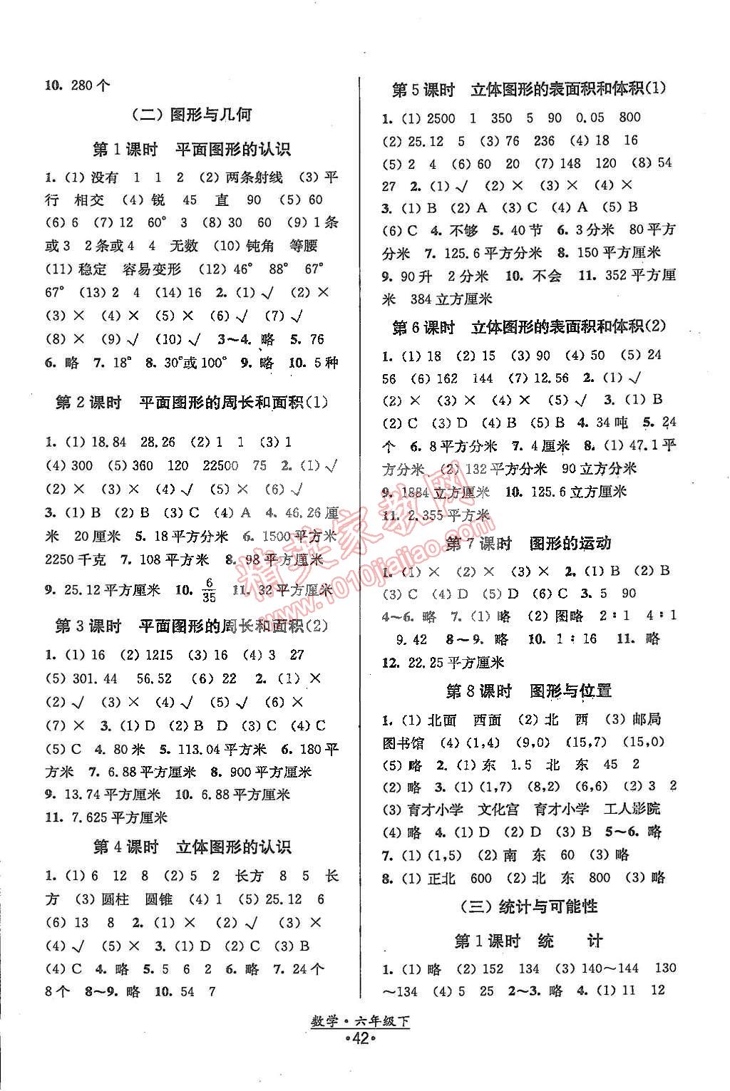 2015年陽光小伙伴課時提優(yōu)作業(yè)本六年級數(shù)學(xué)下冊江蘇版 第6頁