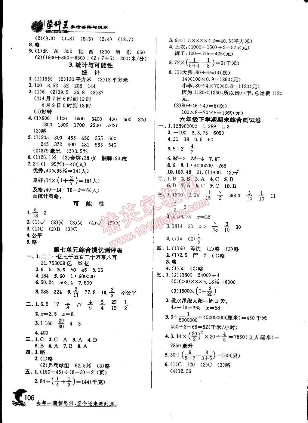 2015年實(shí)驗(yàn)班提優(yōu)訓(xùn)練六年級(jí)數(shù)學(xué)下冊(cè)江蘇版 第11頁(yè)