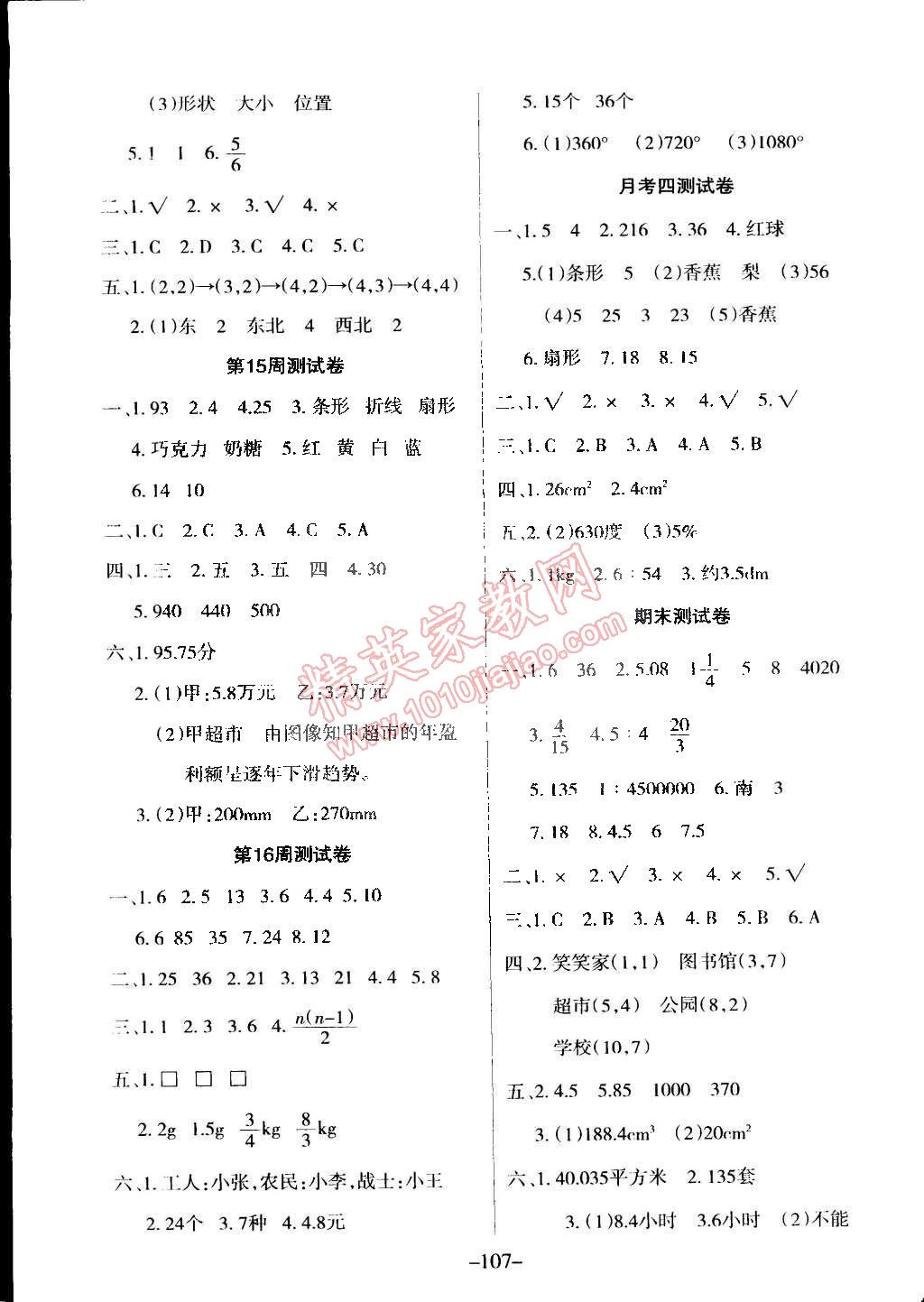 2015年優(yōu)佳好卷與教學(xué)完美結(jié)合六年級數(shù)學(xué)下冊人教版 第7頁