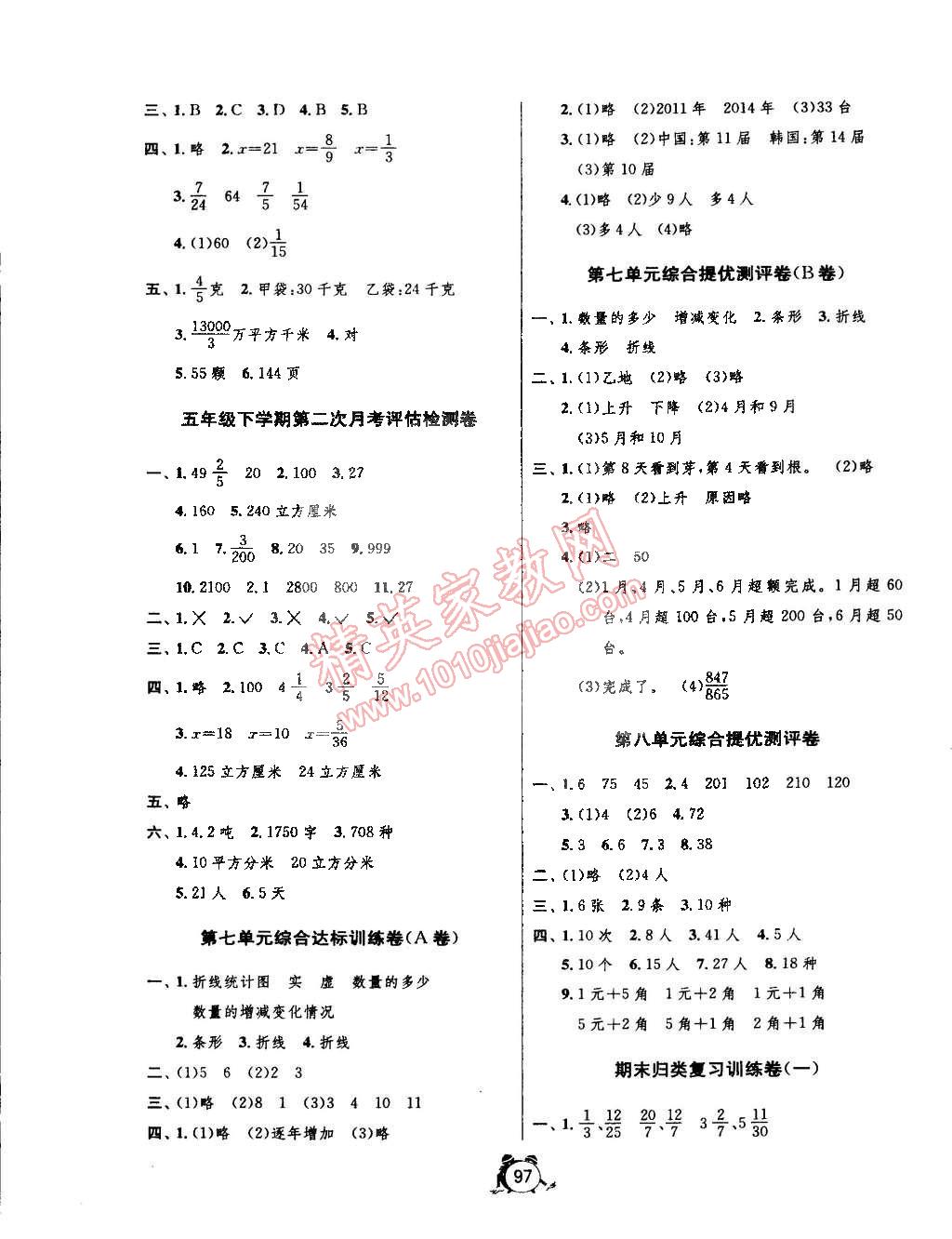 2015年單元雙測同步達標(biāo)活頁試卷五年級數(shù)學(xué)下冊冀教版 第5頁