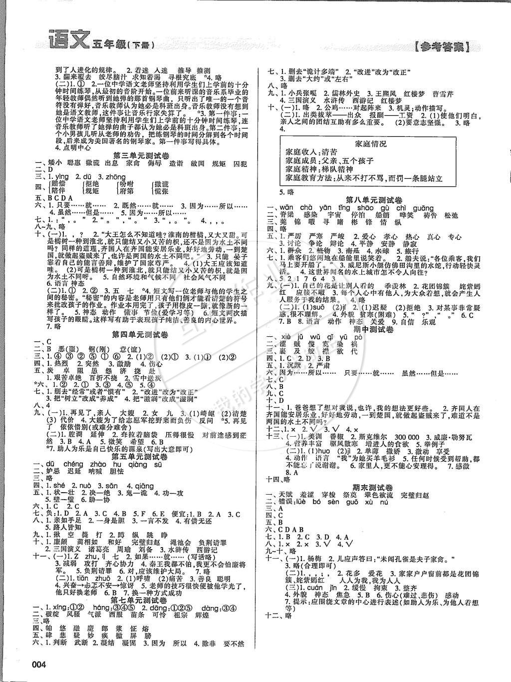 2015年學(xué)習(xí)質(zhì)量監(jiān)測五年級語文下冊人教版 第4頁