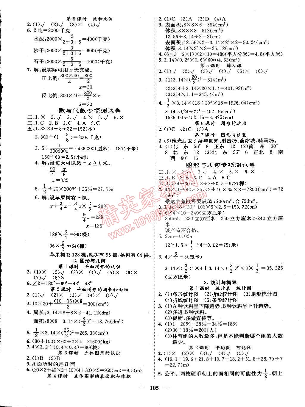 2015年课堂点睛六年级数学下册人教版 第6页