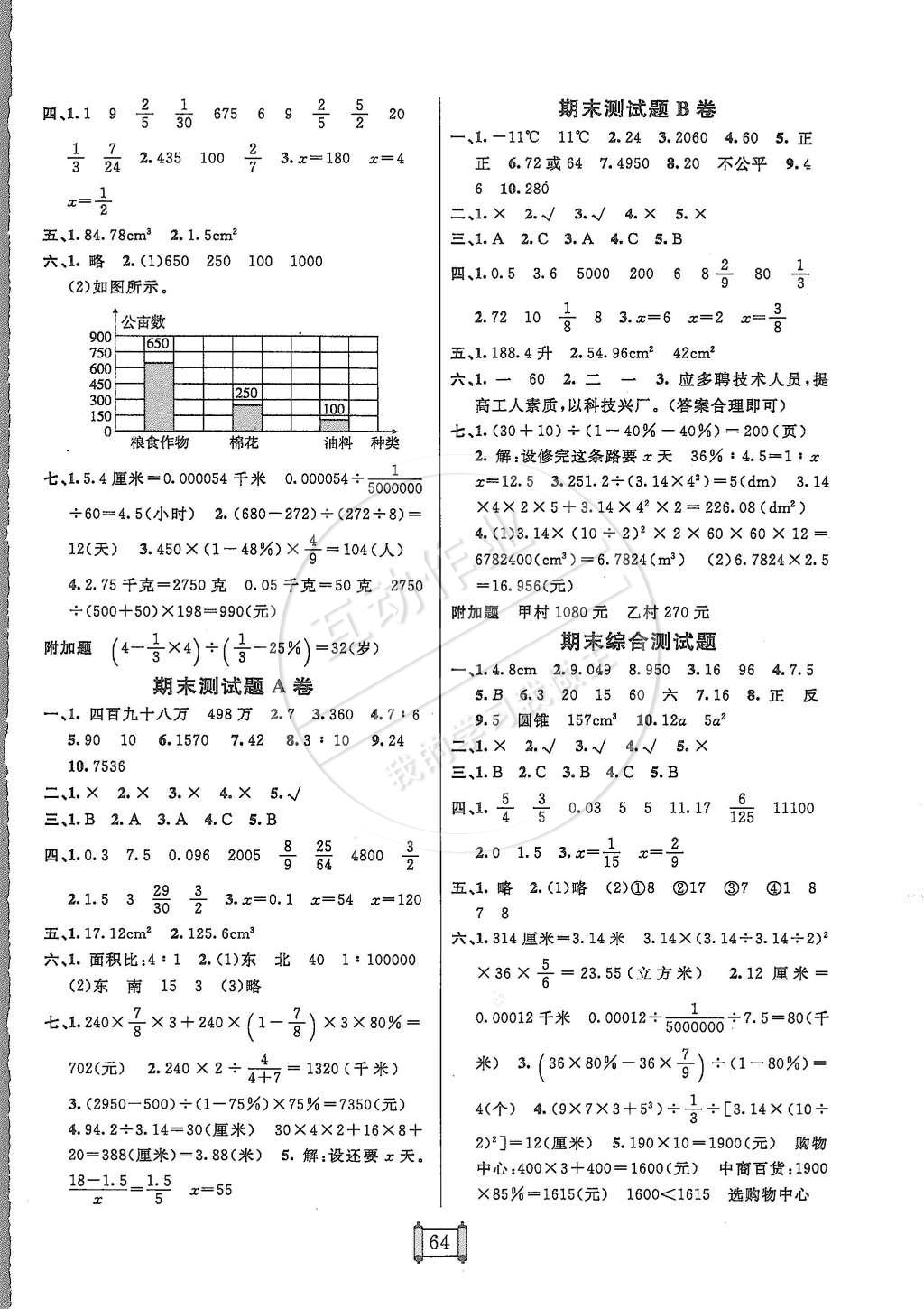 2015年海淀單元測(cè)試AB卷六年級(jí)數(shù)學(xué)下冊(cè)人教版 第4頁(yè)