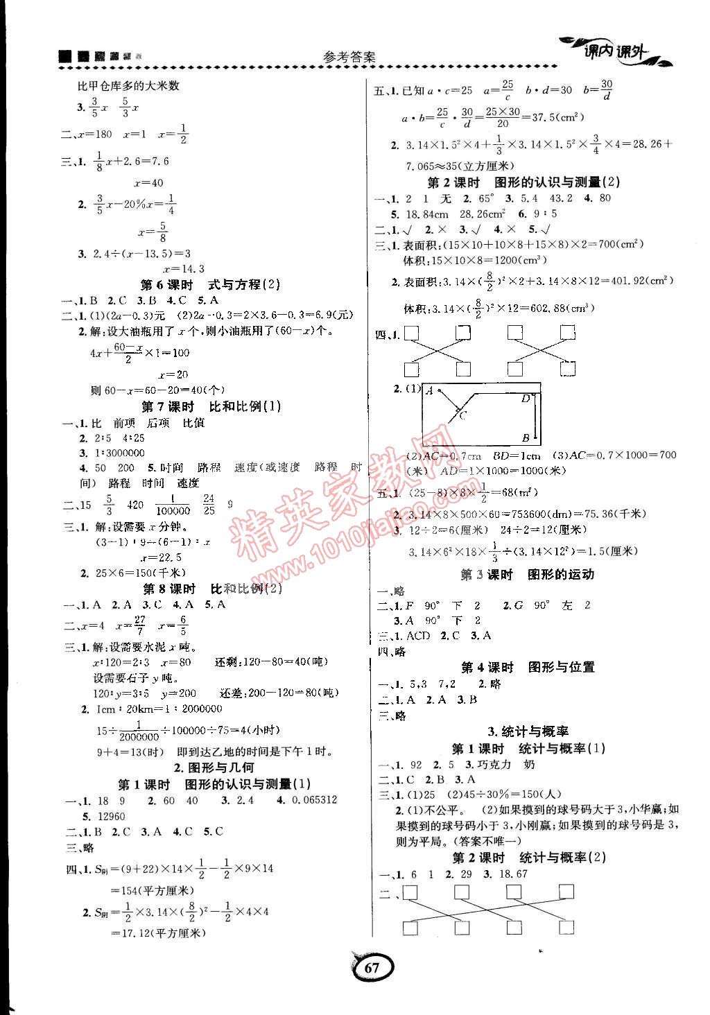 2015年課內(nèi)課外三維創(chuàng)優(yōu)快樂練六年級數(shù)學下冊人教版 第9頁