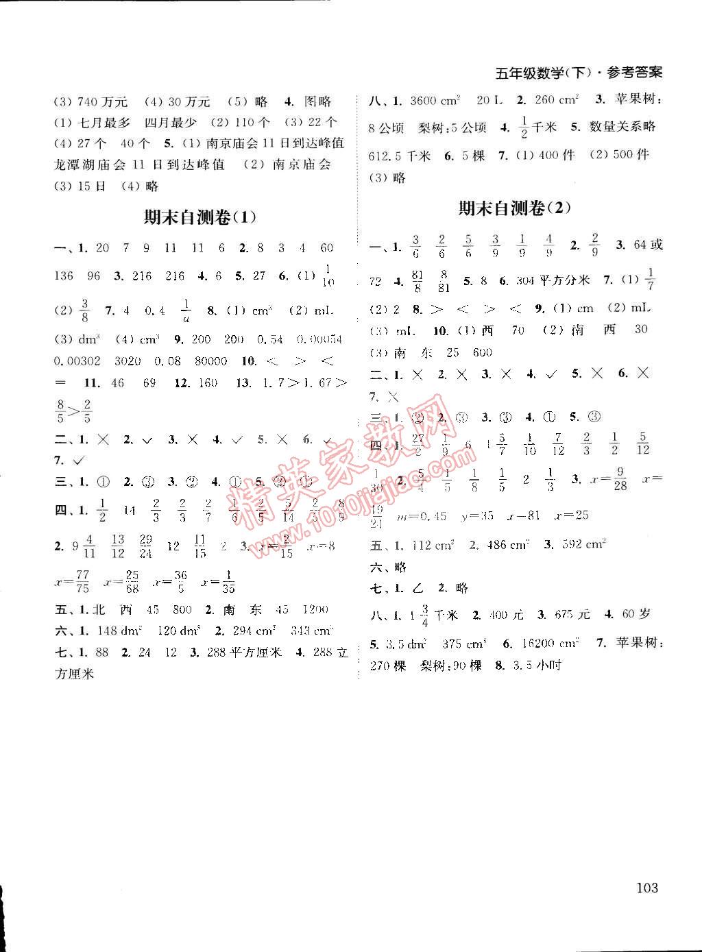 2015年通城学典课时作业本五年级数学下册北师大版 第9页