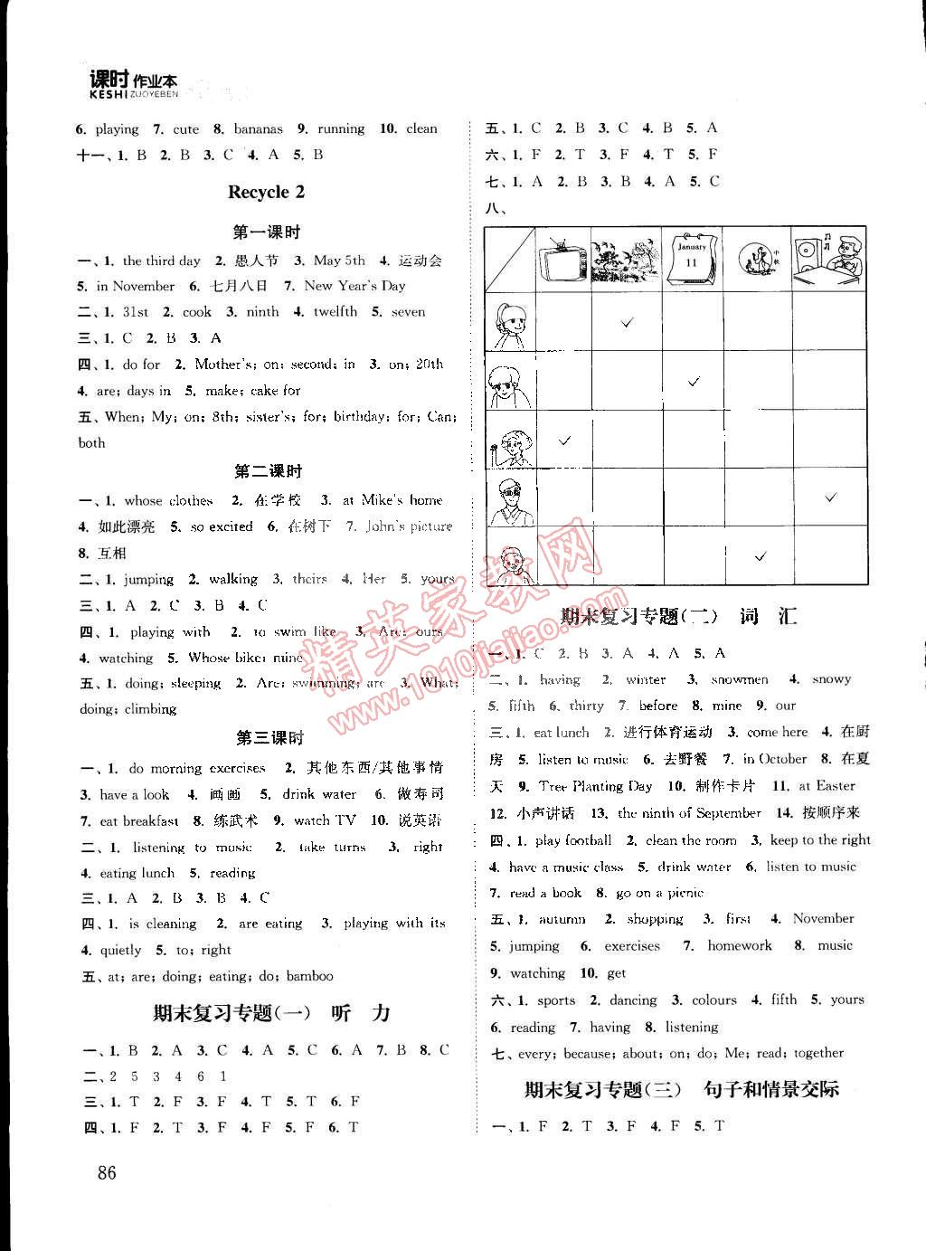 2015年通城学典课时作业本五年级英语下册人教PEP版 第10页