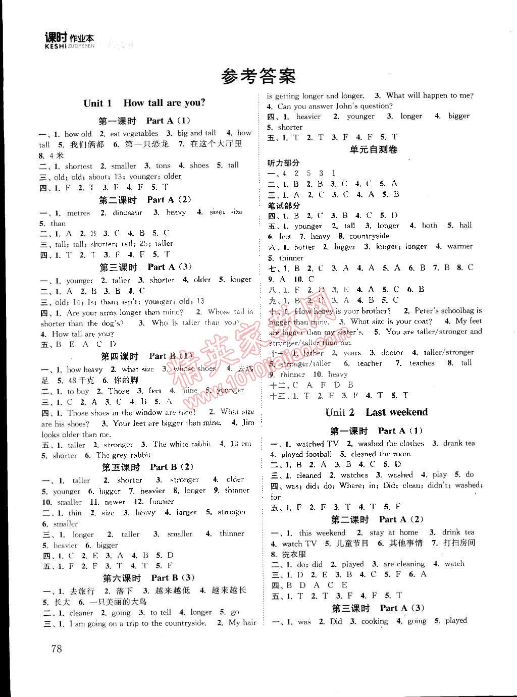 2015年通城学典课时作业本六年级英语下册人教PEP版 第4页