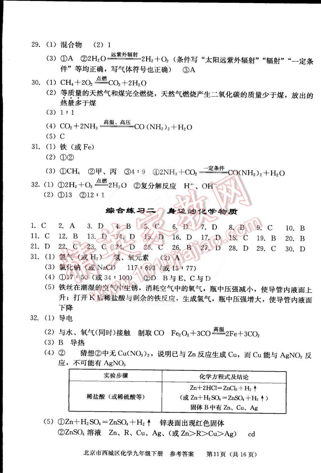 2015年学习探究诊断九年级化学下册 第11页