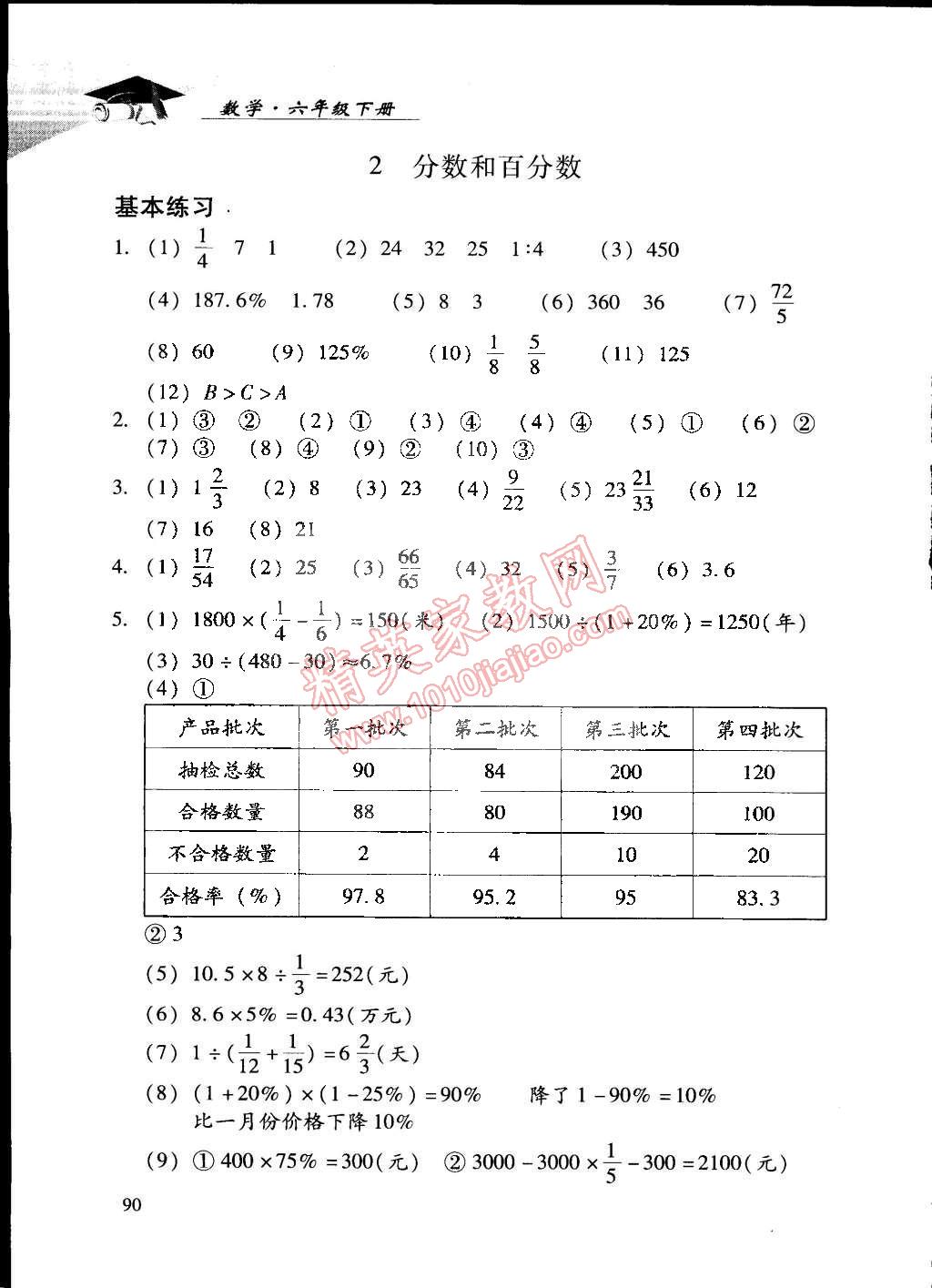 2015年學(xué)習(xí)探究診斷六年級(jí)數(shù)學(xué)下冊(cè)人教版 第9頁