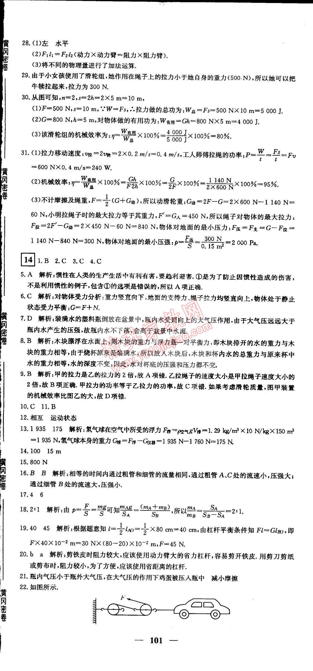 2015年王后雄黃岡密卷八年級物理下冊人教版 第17頁