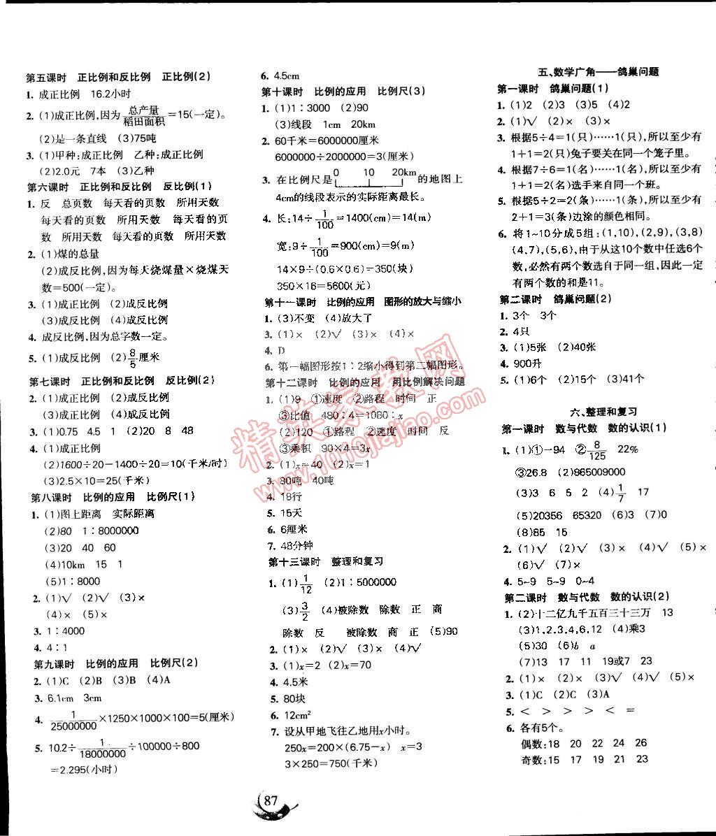 2015年名师三导学练考小博士作业本六年级数学下册人教版 第3页