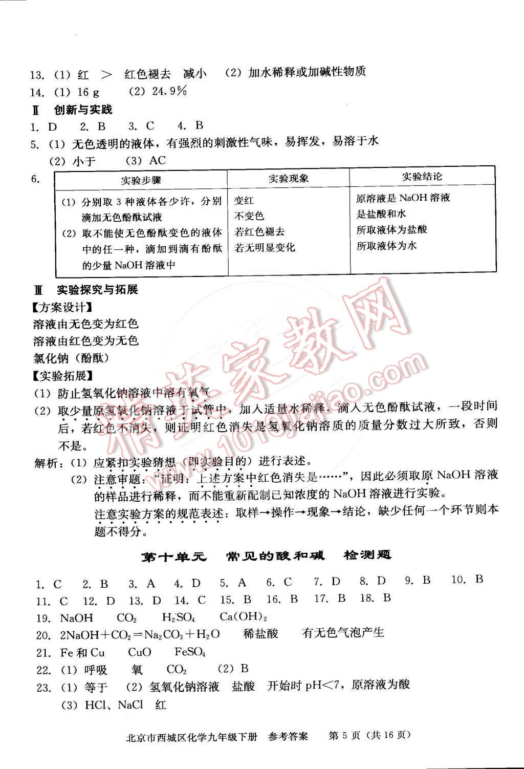 2015年学习探究诊断九年级化学下册 第5页