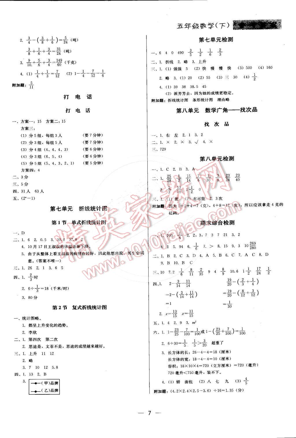 2016年提分教练五年级数学下册人教版 第7页