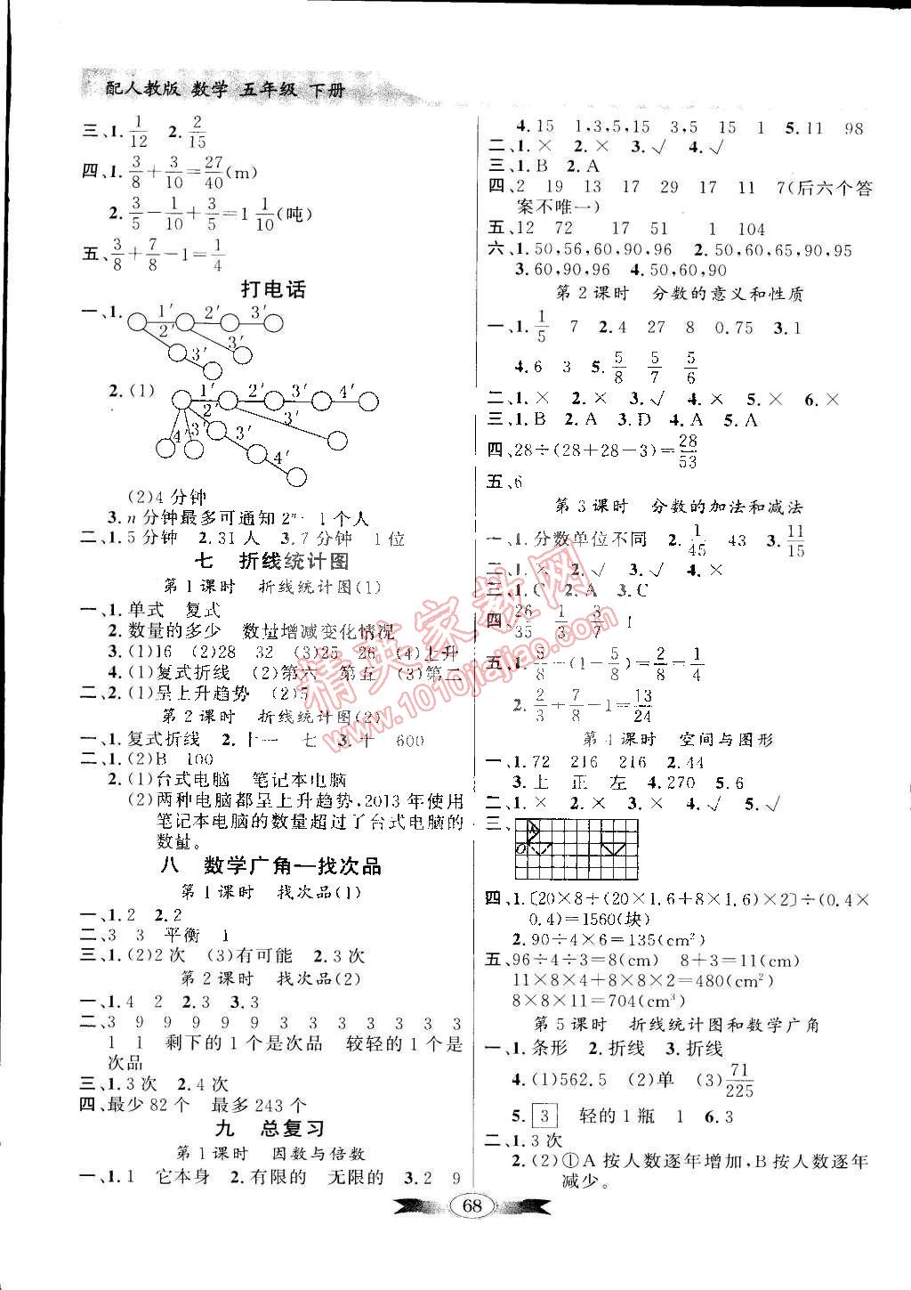 2015年同步导学与优化训练五年级数学下册人教版 第8页