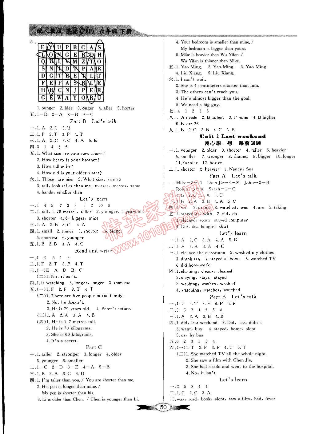 2015年同步導(dǎo)學(xué)與優(yōu)化訓(xùn)練六年級英語下冊人教PEP版 第4頁