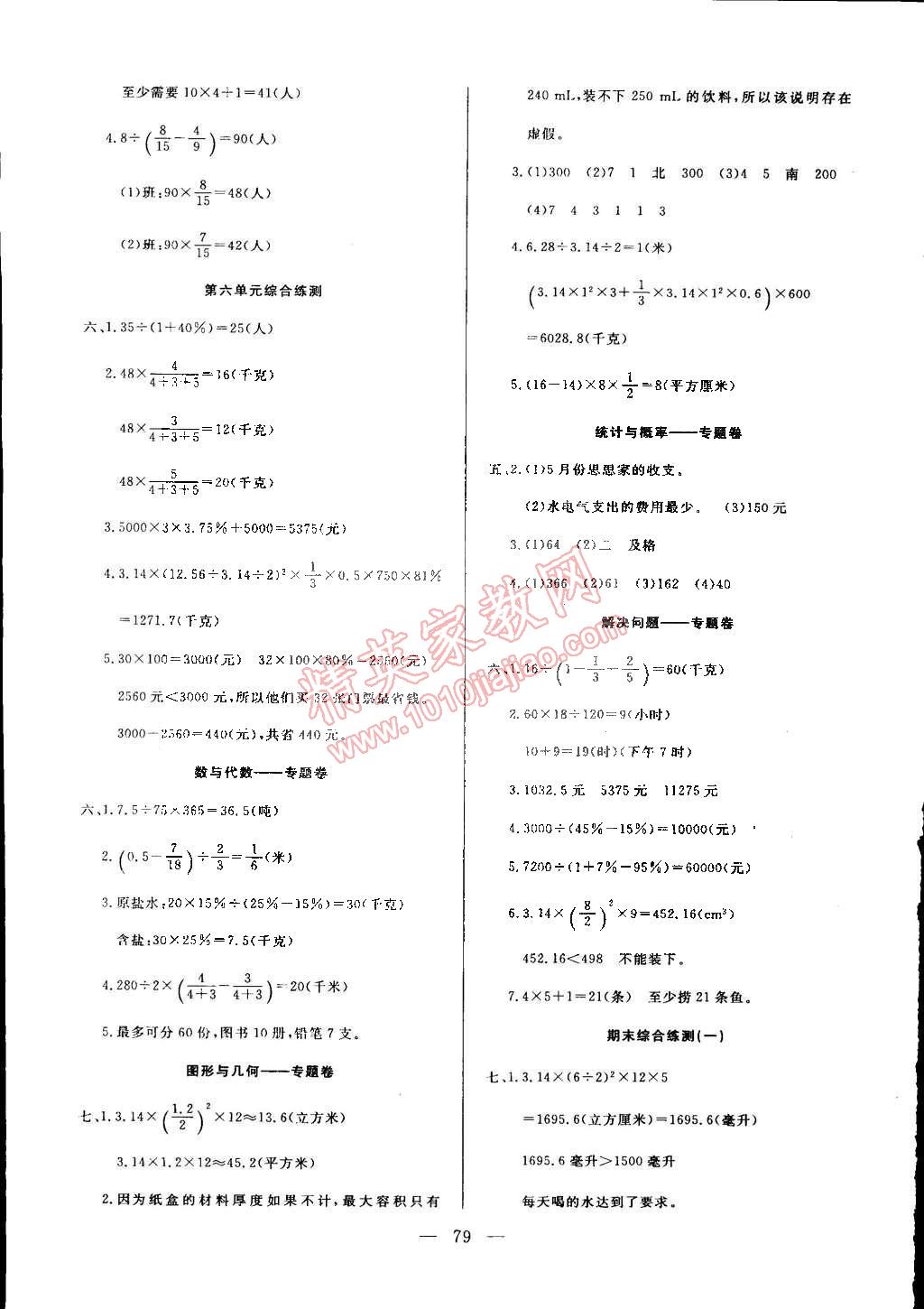 2015年優(yōu)優(yōu)好卷單元測(cè)評(píng)卷六年級(jí)數(shù)學(xué)下冊(cè)人教版 第3頁(yè)