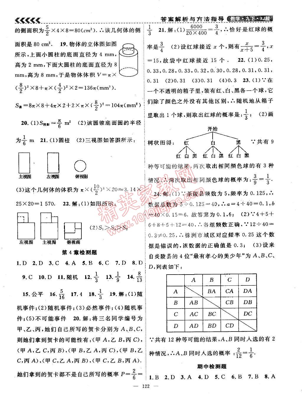 2015年课时夺冠九年级数学下册湘教版 第22页