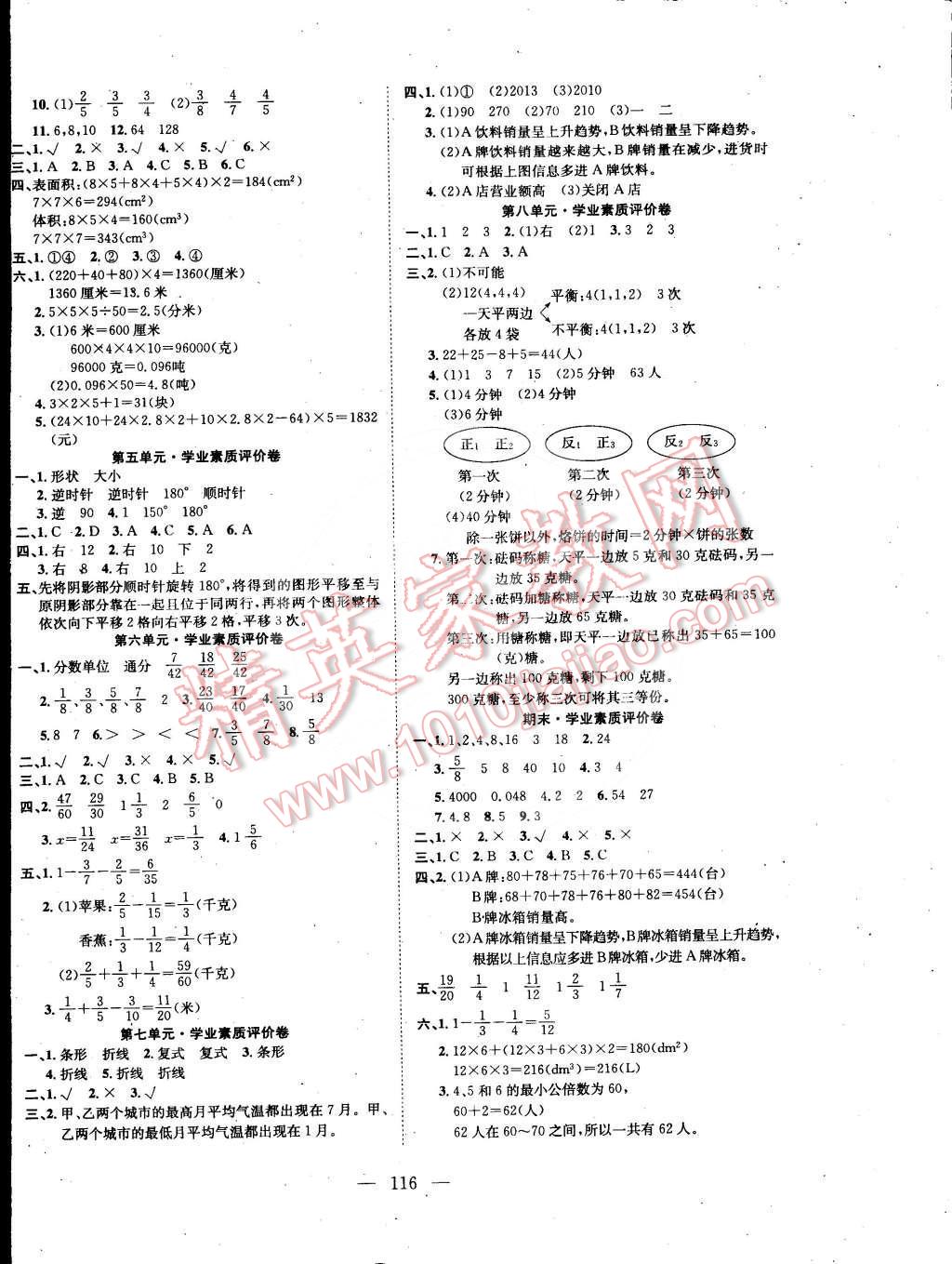 2015年學(xué)業(yè)測(cè)評(píng)課時(shí)練測(cè)加全程測(cè)控五年級(jí)數(shù)學(xué)下冊(cè)人教版 第8頁(yè)