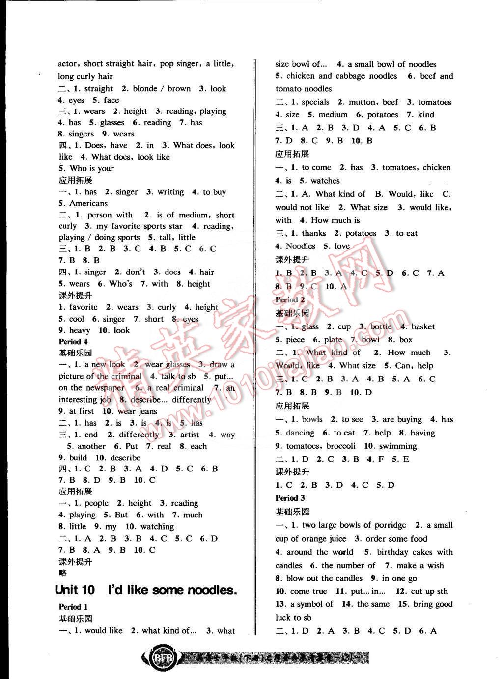 2015年名師金典BFB初中課時(shí)優(yōu)化七年級(jí)英語(yǔ)下冊(cè)人教版 第10頁(yè)