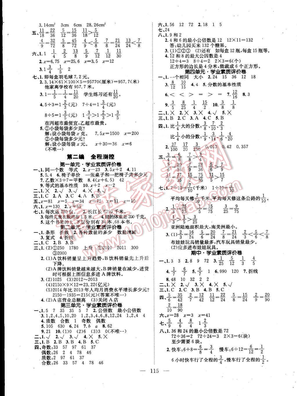 2015年學(xué)業(yè)測(cè)評(píng)課時(shí)練測(cè)加全程測(cè)控五年級(jí)數(shù)學(xué)下冊(cè)蘇教版 第7頁(yè)