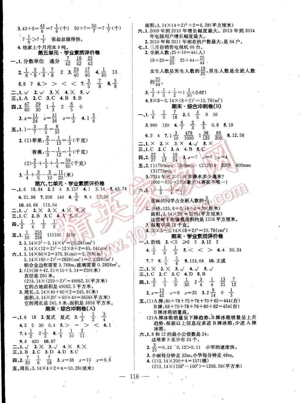 2015年學業(yè)測評課時練測加全程測控五年級數(shù)學下冊蘇教版 第8頁