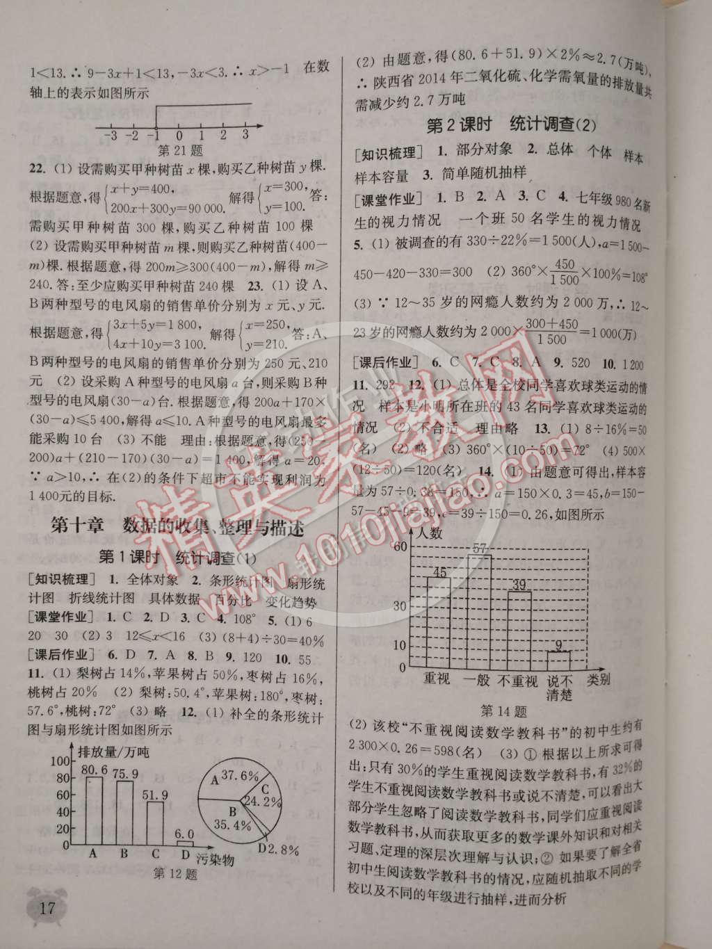 2015年通城學典課時作業(yè)本七年級數(shù)學下冊人教版 參考答案第17頁