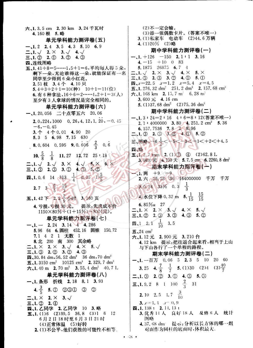 2015年能力培養(yǎng)與測試六年級數(shù)學下冊人教版 第8頁