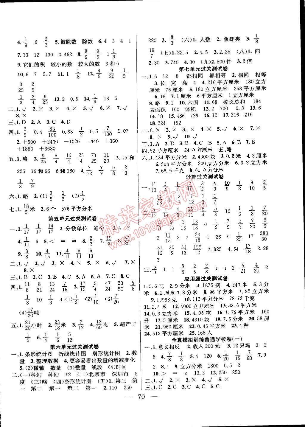 2015年名師導航單元期末沖刺100分五年級數(shù)學下冊青島版 第2頁