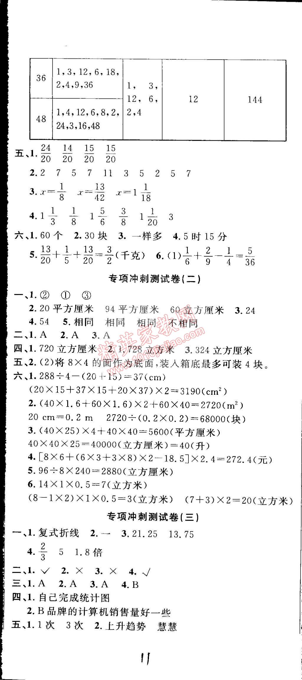 2015年課程達(dá)標(biāo)沖刺100分五年級(jí)數(shù)學(xué)下冊(cè)人教版 第11頁