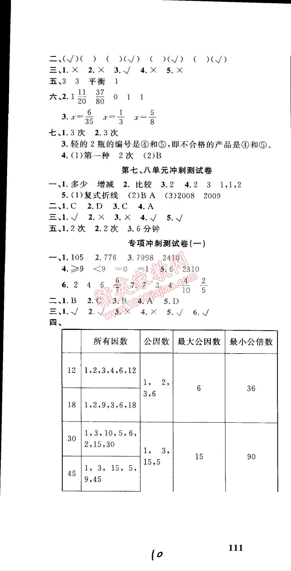 2015年課程達標沖刺100分五年級數(shù)學下冊人教版 第10頁