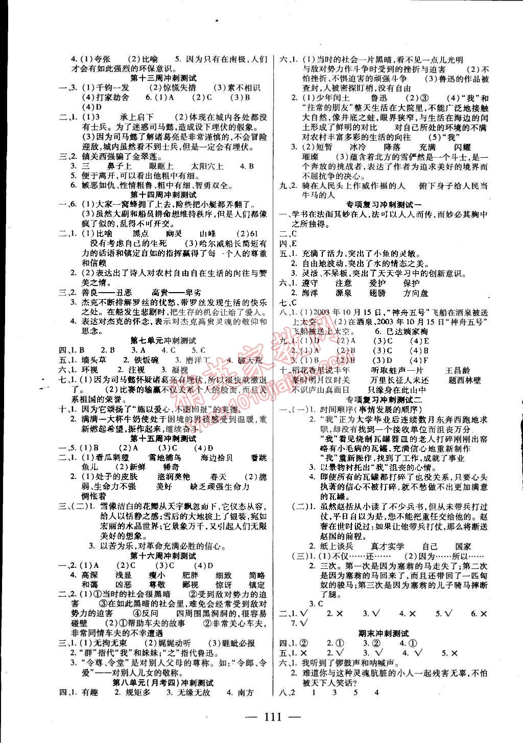 2015年精英教程過(guò)關(guān)沖刺100分六年級(jí)語(yǔ)文下冊(cè)鄂教版 第3頁(yè)