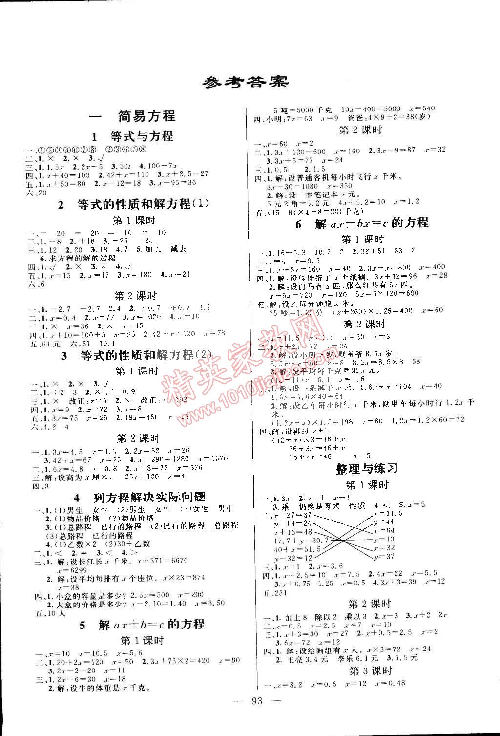 2015年亮点激活小学教材多元演练五年级数学下册苏教版 第1页