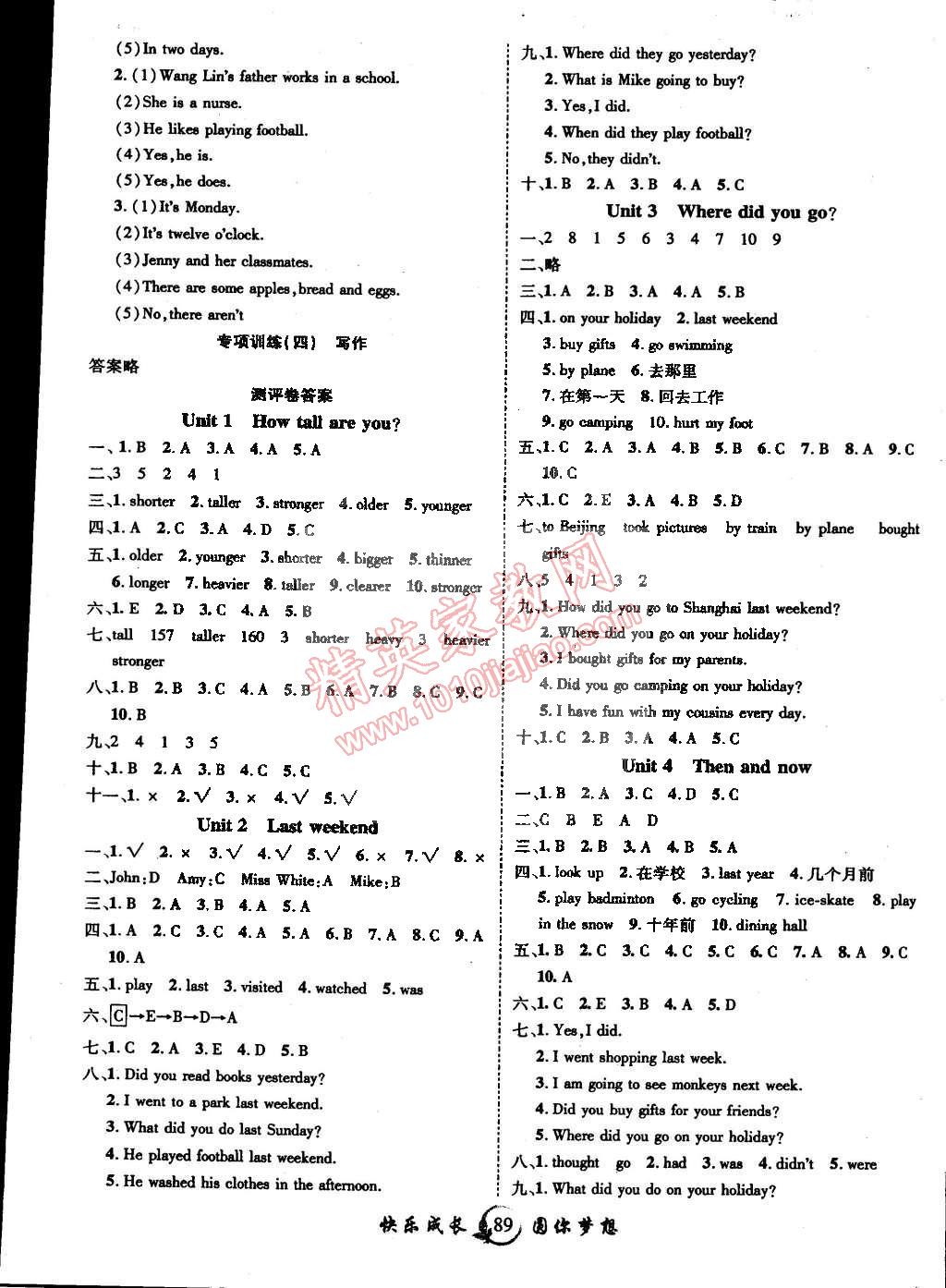 2015年快樂成長導(dǎo)學(xué)案六年級(jí)英語下冊(cè)人教PEP版 第5頁