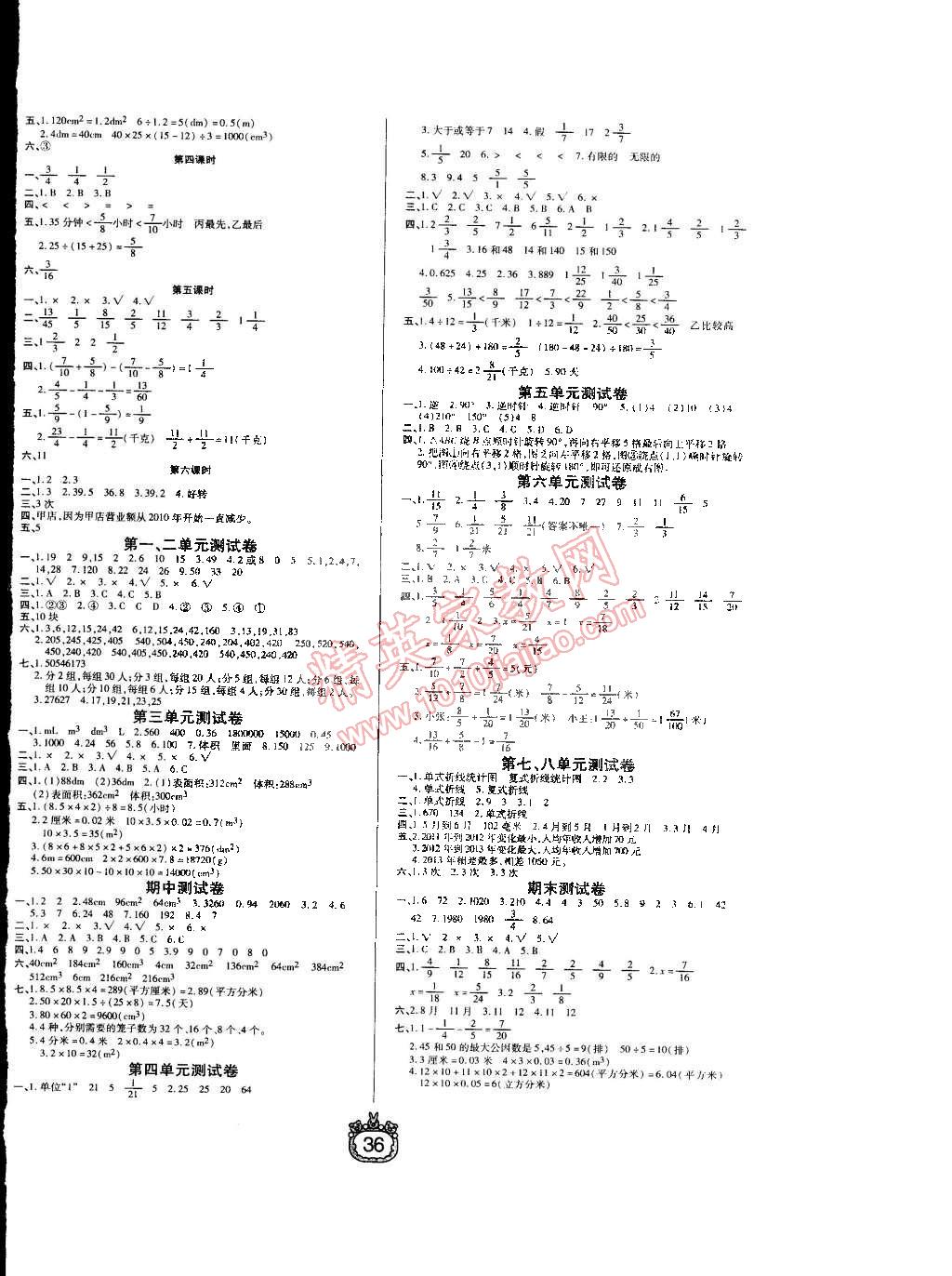 2015年世纪百通课时作业五年级数学下册人教版 第4页