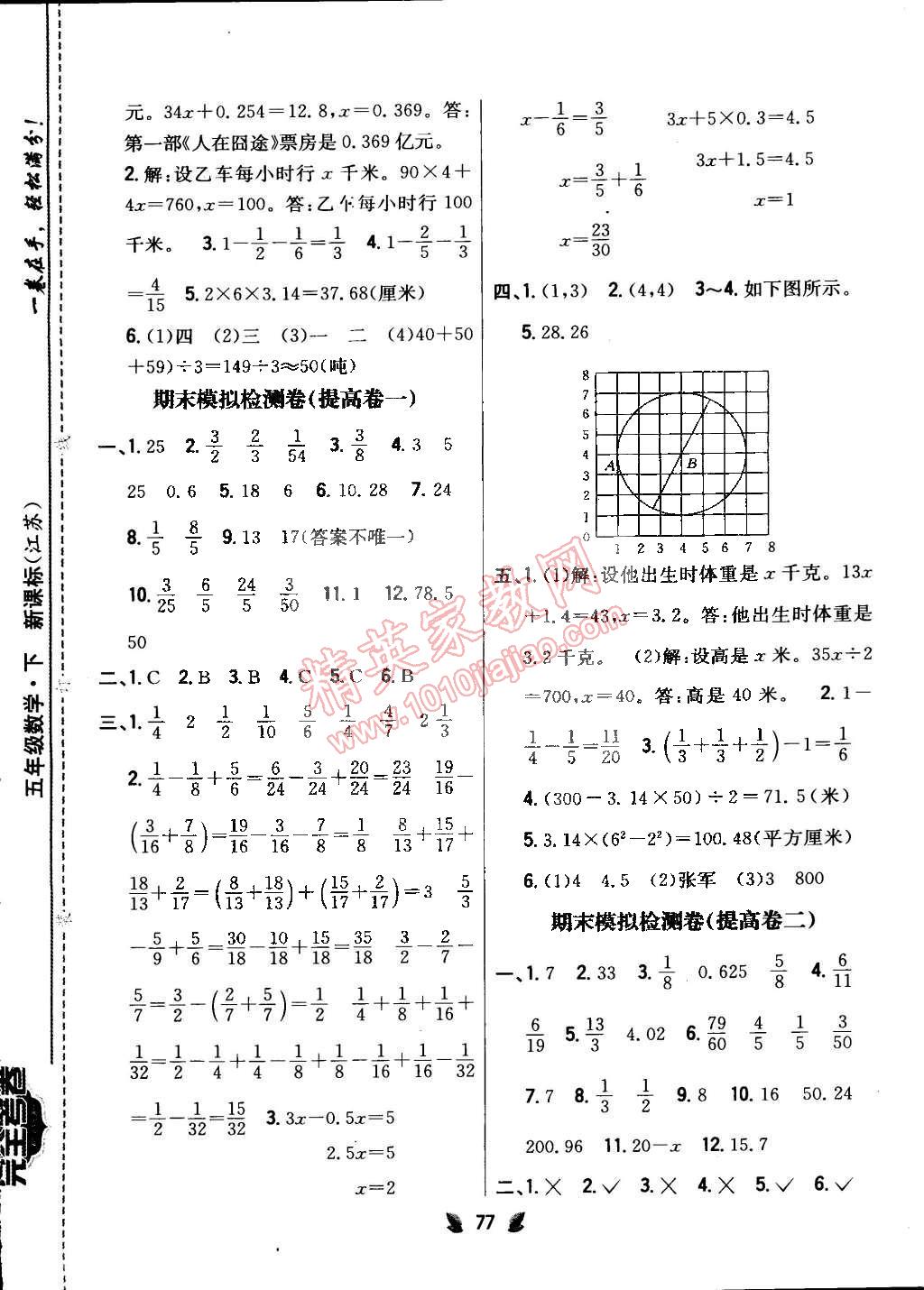 2015年小學(xué)教材完全考卷五年級數(shù)學(xué)下冊江蘇版 第9頁