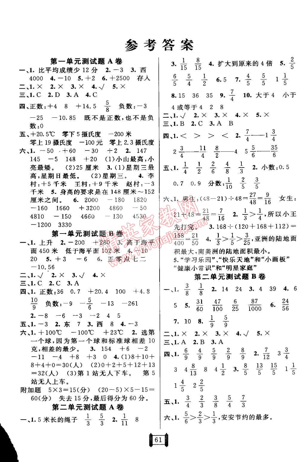 2015年海淀單元測試AB卷五年級數(shù)學(xué)下冊青島版 第1頁