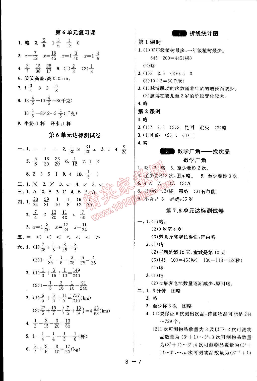 2015年1課3練單元達(dá)標(biāo)測(cè)試五年級(jí)數(shù)學(xué)下冊(cè)人教版 第7頁