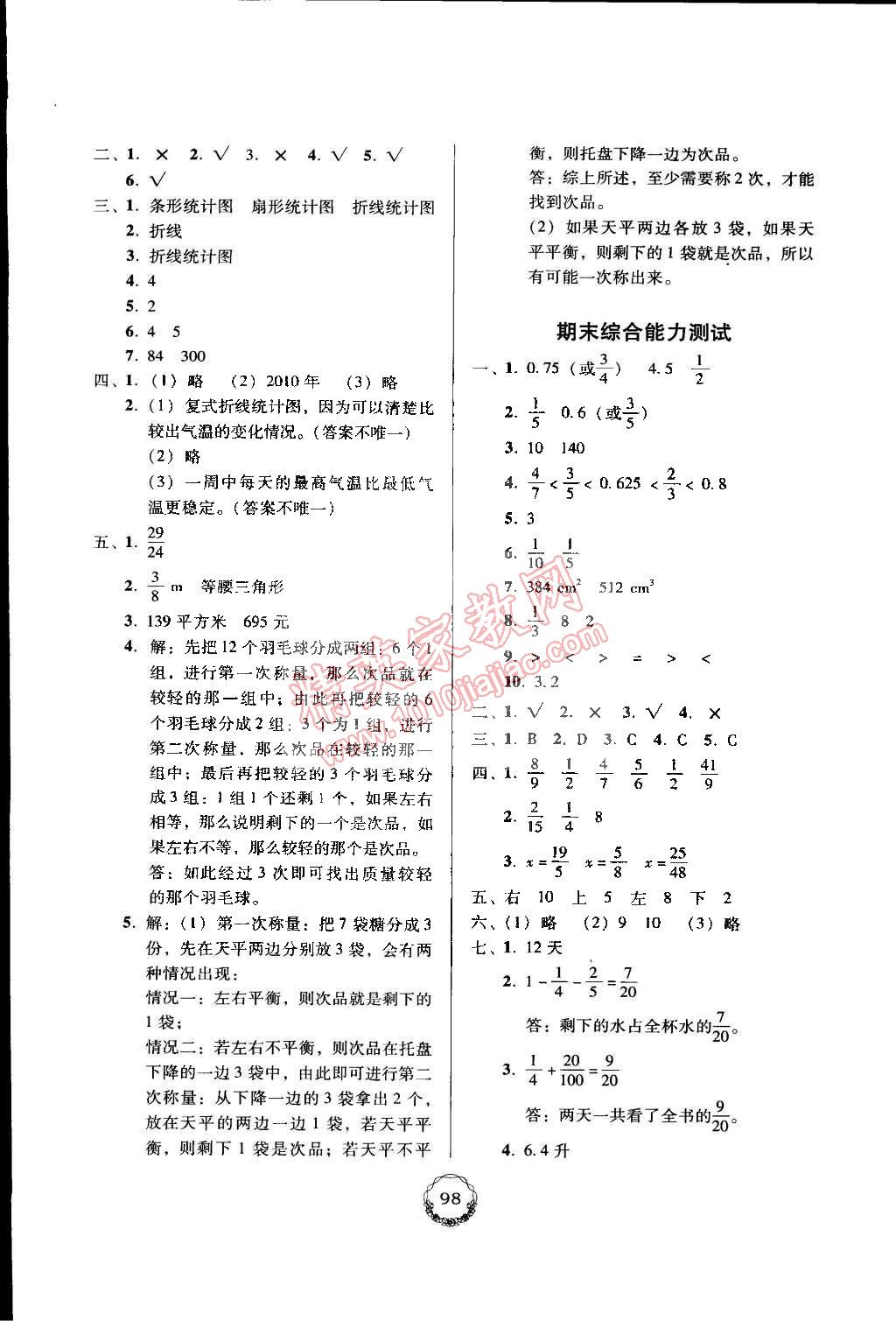 2015年百年學(xué)典課時學(xué)練測五年級數(shù)學(xué)下冊人教版 第12頁