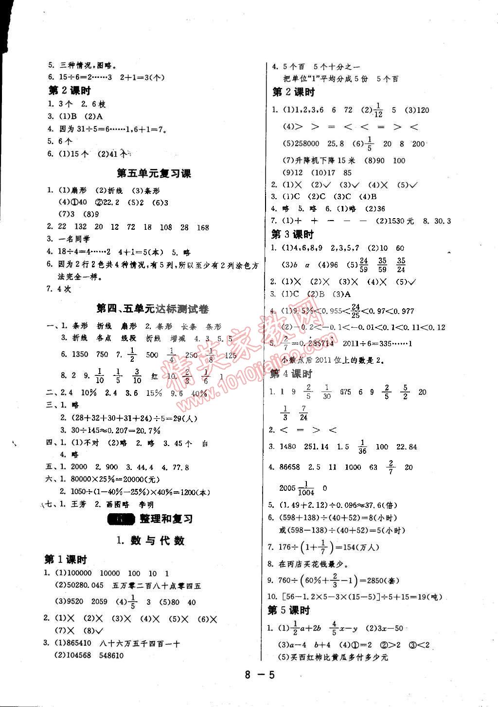 2015年1课3练单元达标测试六年级数学下册人教版 第5页