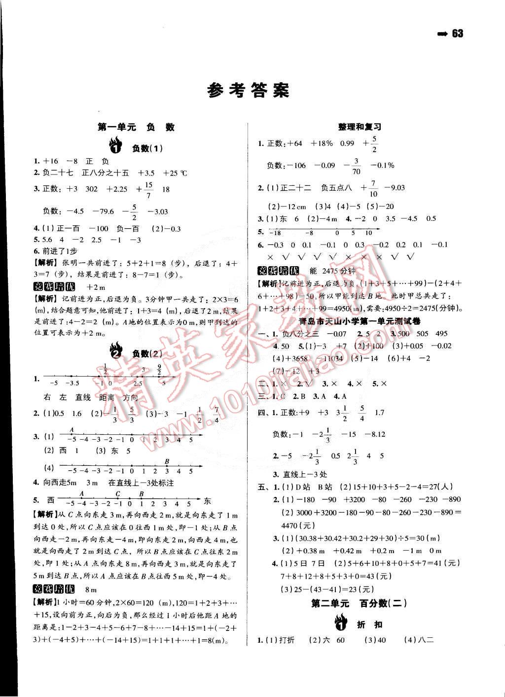 2015年一本六年级数学下册人教版 第1页