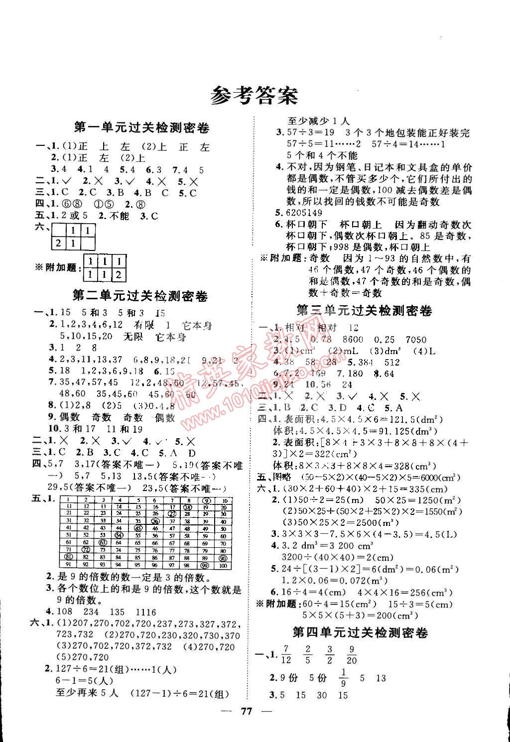 2015年一線名師全優(yōu)好卷五年級數(shù)學(xué)下冊人教版 第1頁