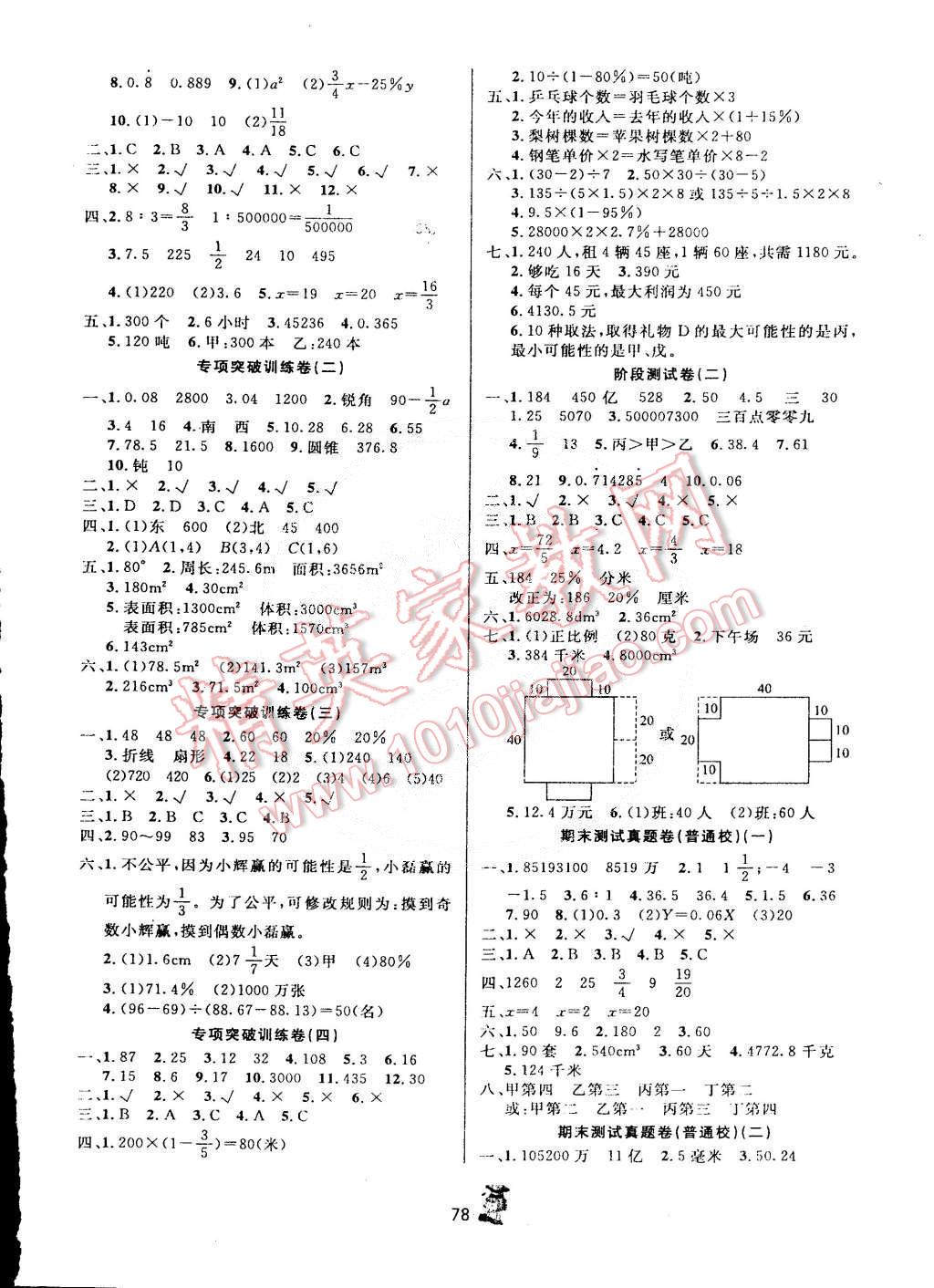 2015年百分金卷奪冠密題創(chuàng)變新測試六年級數(shù)學(xué)下冊人教版 第2頁