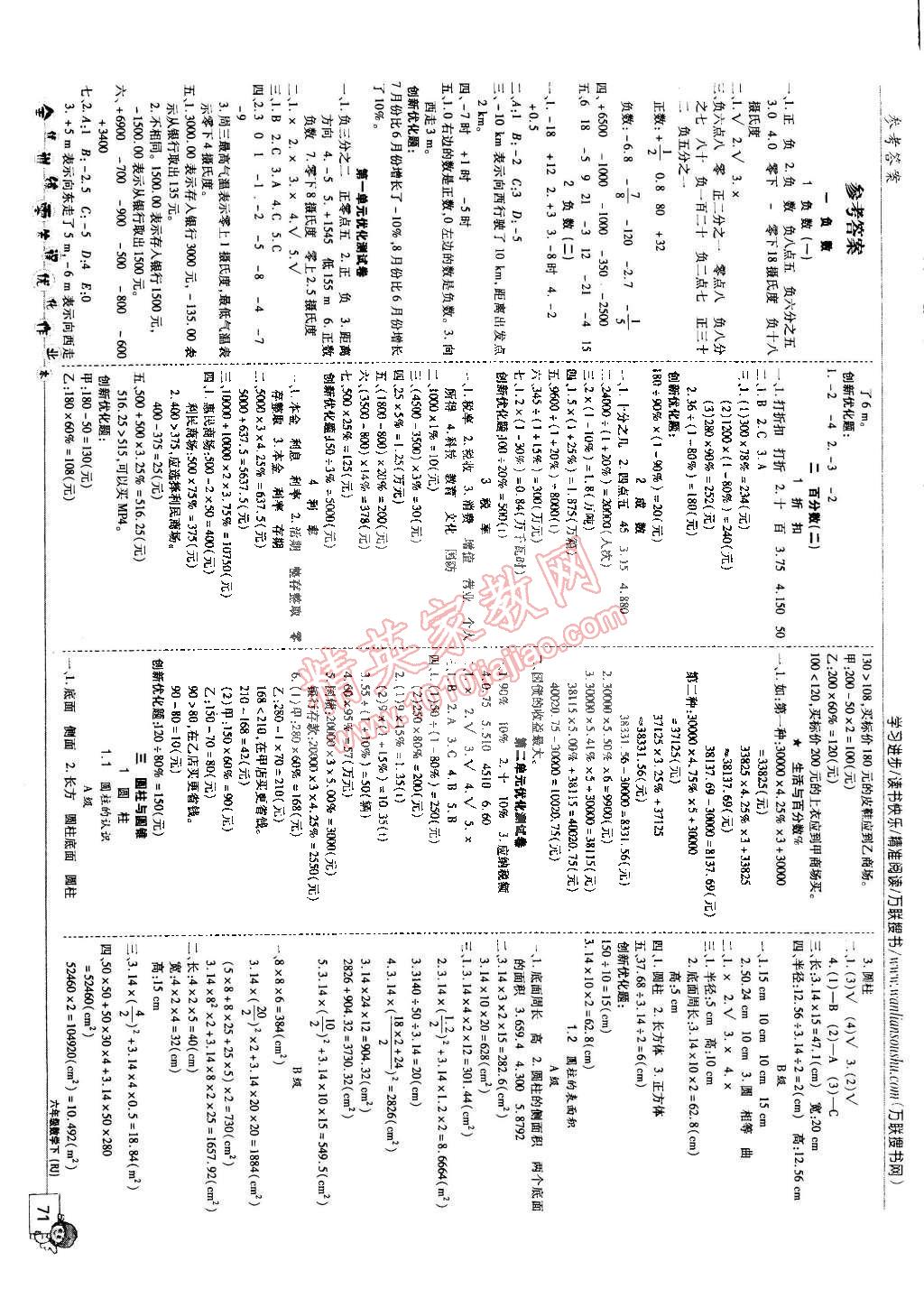 2015年全優(yōu)訓(xùn)練零失誤優(yōu)化作業(yè)本六年級(jí)數(shù)學(xué)下冊(cè) 第1頁(yè)