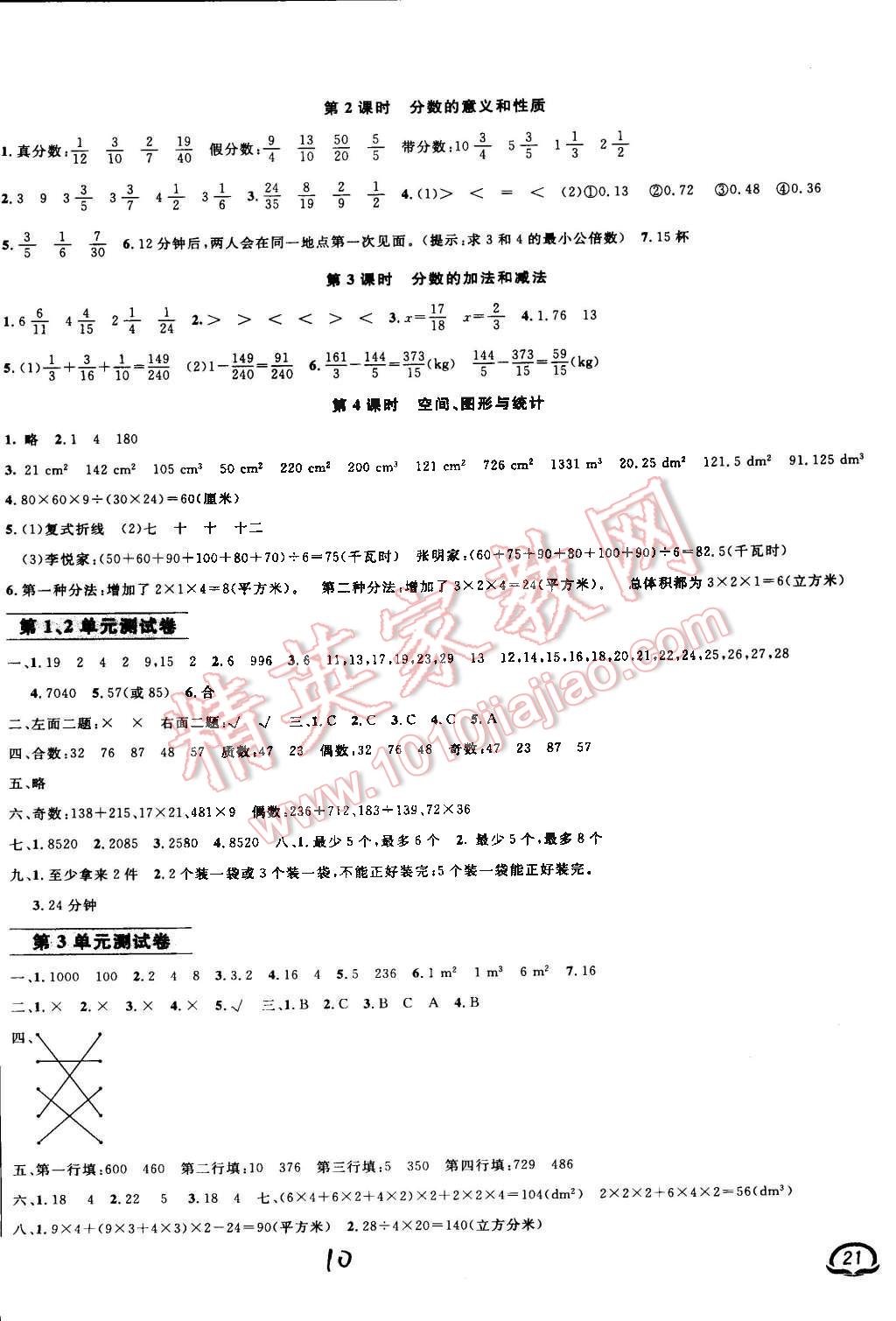 2015年鐘書金牌新教材全練五年級數(shù)學下冊人教版 第10頁