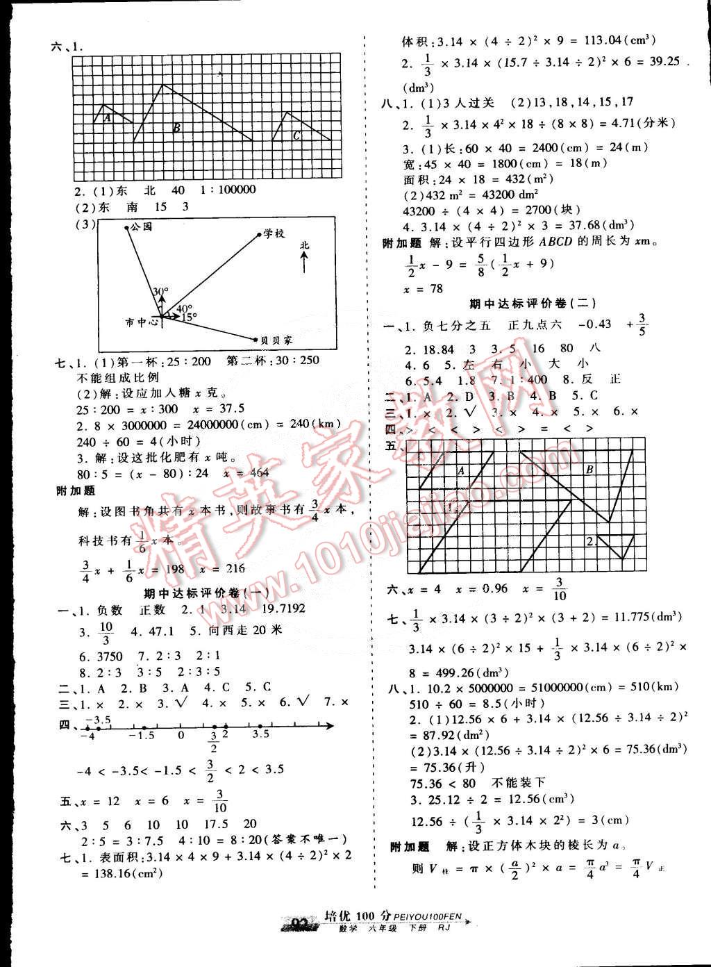 2015年王朝霞培优100分六年级数学下册人教版 第4页