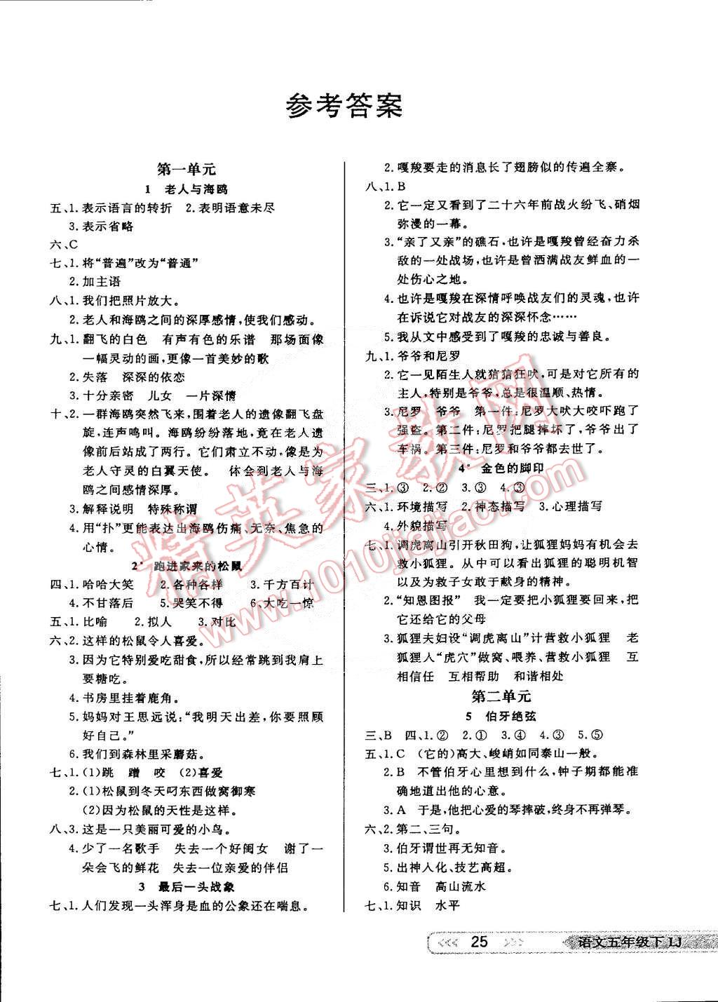 2015年小學(xué)生學(xué)習(xí)樂園隨堂練五年級語文下冊魯教版 第1頁