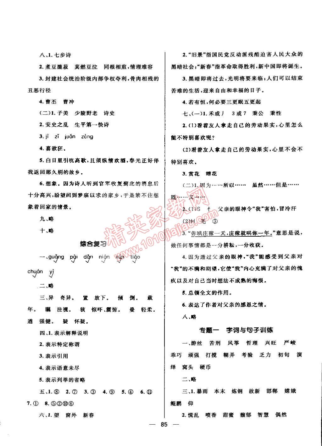 2015年天天100分小學(xué)優(yōu)化測(cè)試卷六年級(jí)語文下冊(cè)人教版 第9頁