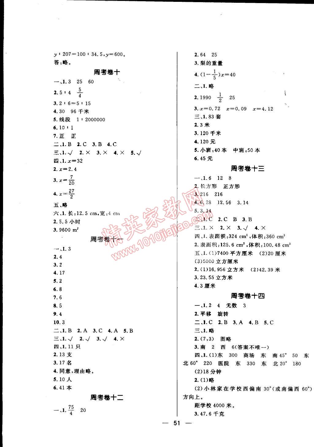 2015年天天100分小學優(yōu)化測試卷六年級數(shù)學下冊人教版 第3頁