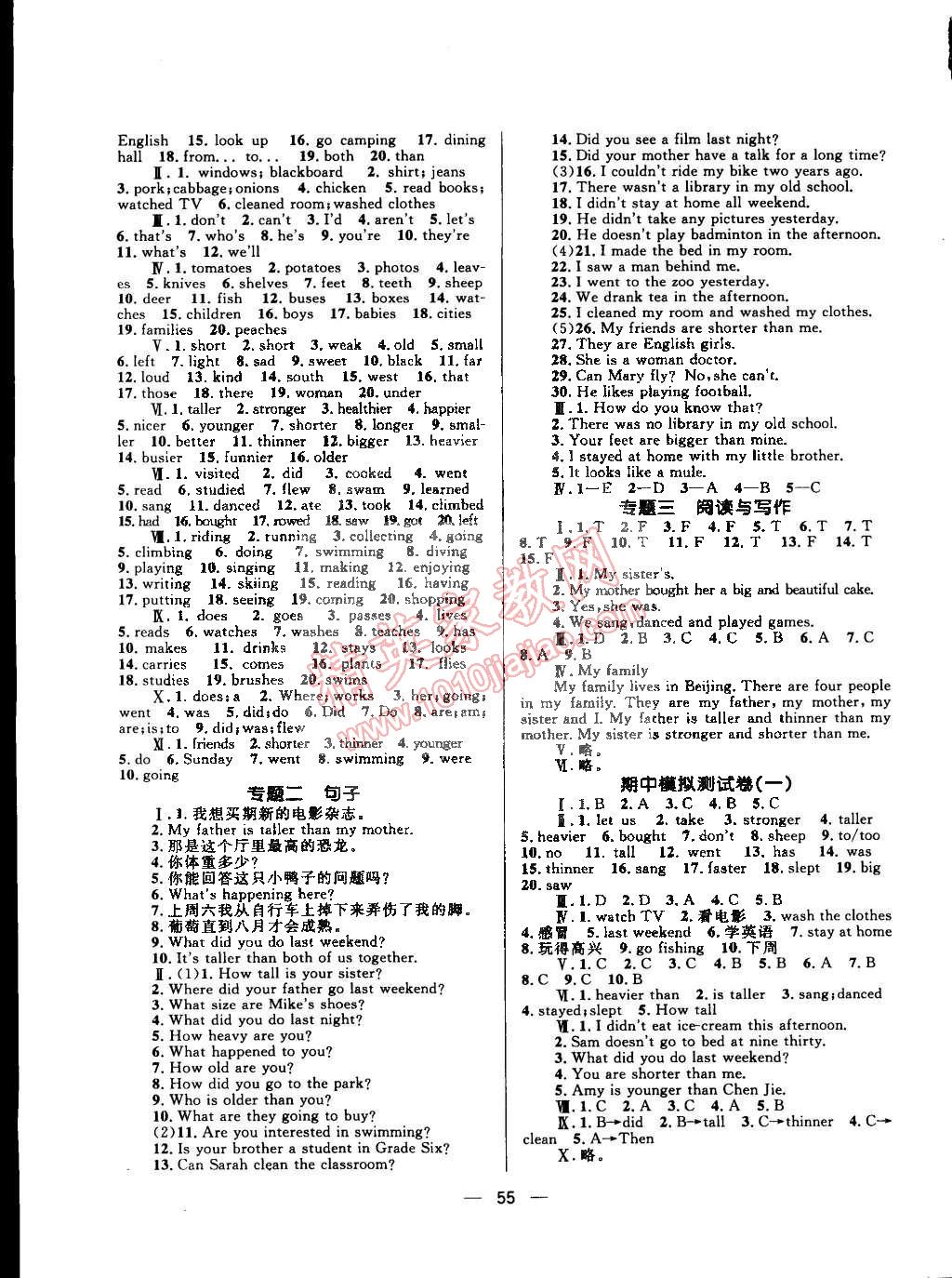 2015年天天100分小學(xué)優(yōu)化測試卷六年級英語下冊人教版 第3頁